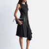 Asymmetrisk midikjole i sateng