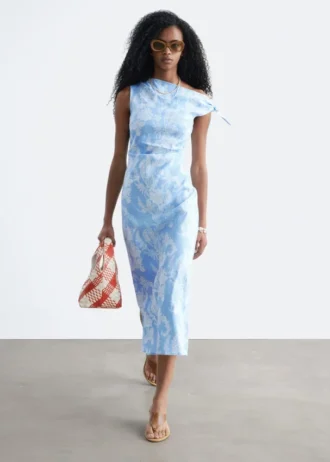 Asymmetrisk midikjole med paisley-mønster
