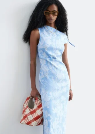 Asymmetrisk midikjole med paisley-mønster