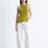 Asymmetrisk ribbestrikket tank-top