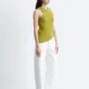 Asymmetrisk ribbestrikket tank-top