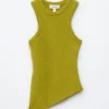 Asymmetrisk ribbestrikket tank-top
