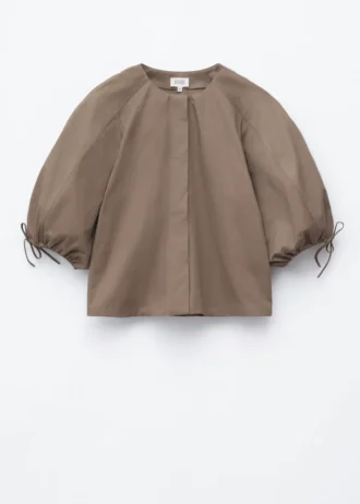 Bomullsbluse med voluminøse ermer