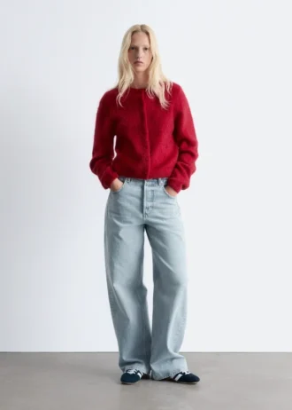 Børstet strikket Cardigan