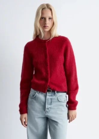 Børstet strikket Cardigan