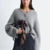 Cardigan i børstet mohairblanding Cardigan i børstet mohairblanding