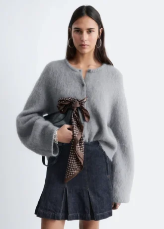 Cardigan i børstet mohairblanding