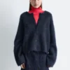 Cardigan i børstet mohairblanding Cardigan i børstet mohairblanding