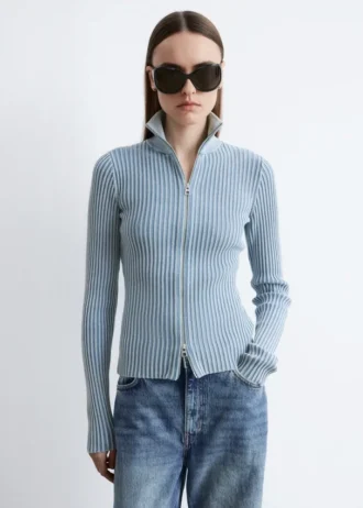 Cardigan med glidelås og turtleneck