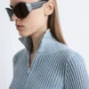 Cardigan med glidelås og turtleneck
