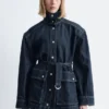 Denimjakke med snørebelte