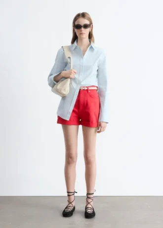 Denimshorts med høy midje