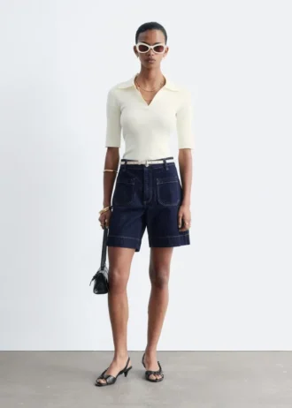Denimshorts med høy midje
