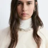 Genser i mohairblanding med kabelstrikk Genser i mohairblanding med kabelstrikk