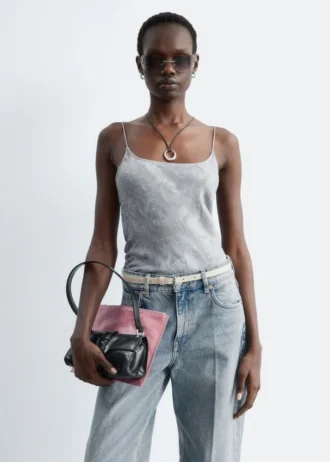 Gjennomsiktig satengjacquard-camisole