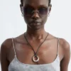 Gjennomsiktig satengjacquard-camisole