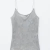 Gjennomsiktig satengjacquard-camisole