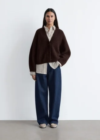 Grov ribbestrikket cardigan