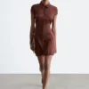 Jacquard miniskjortekjole