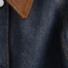 Kort denimjakke med kordkrage