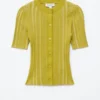 Kortærmet ribbestrikket Cardigan