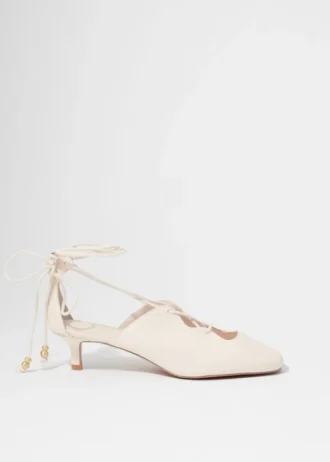 Lace-Up Leather Pumps