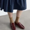 Lærloafers med firkantet tå