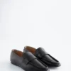 Lærloafers med firkantet tå