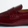 Lærloafers med firkantet tå