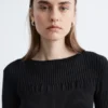 Langermet ribbet topp