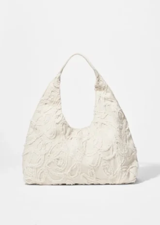 Liten denim-Tote bag med applikasjoner