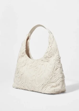 Liten denim-Tote bag med applikasjoner