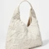 Liten denim-Tote bag med applikasjoner