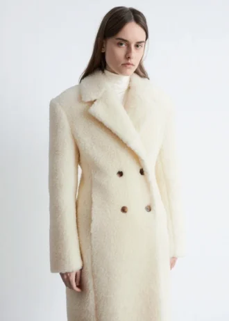 Maxikåpe i ull og shearling