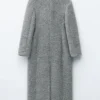 Maxikåpe i ull og shearling Maxikåpe i ull og shearling