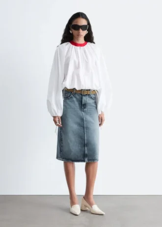 Midi-skjørt i denim