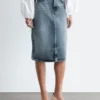 Midi-skjørt i denim