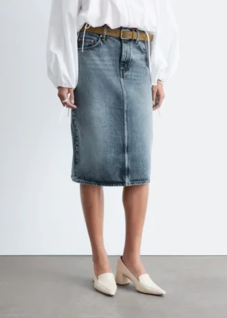 Midi-skjørt i denim