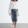 Midi-skjørt i denim