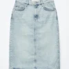 Midi-skjørt i denim