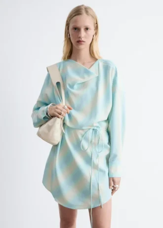 Midikjole med trykt cowl-hals