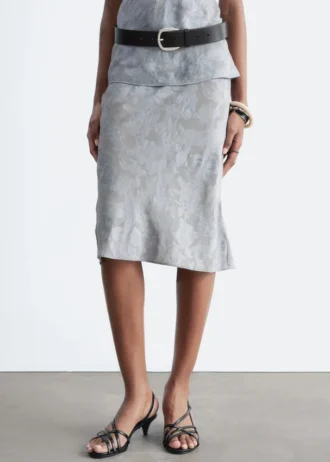 Midiskjørt i viskose-silke-jacquard