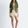 Mini-shorts med jacquardpanel i blonder