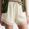 Mini-shorts med jacquardpanel i blonder