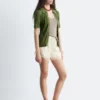 Mini-shorts med jacquardpanel i blonder