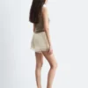 Mini-shorts med jacquardpanel i blonder