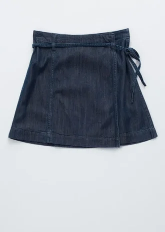 Miniskjørt i denim med bånddetaljer
