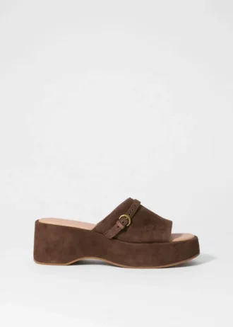 Mules med plattform i semsket skinn