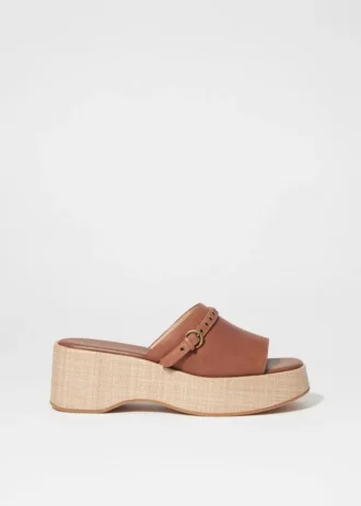 Mules med plattform i semsket skinn Mules med plattform i semsket skinn