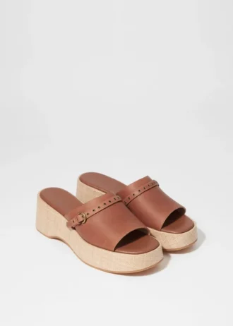Mules med plattform i semsket skinn Mules med plattform i semsket skinn